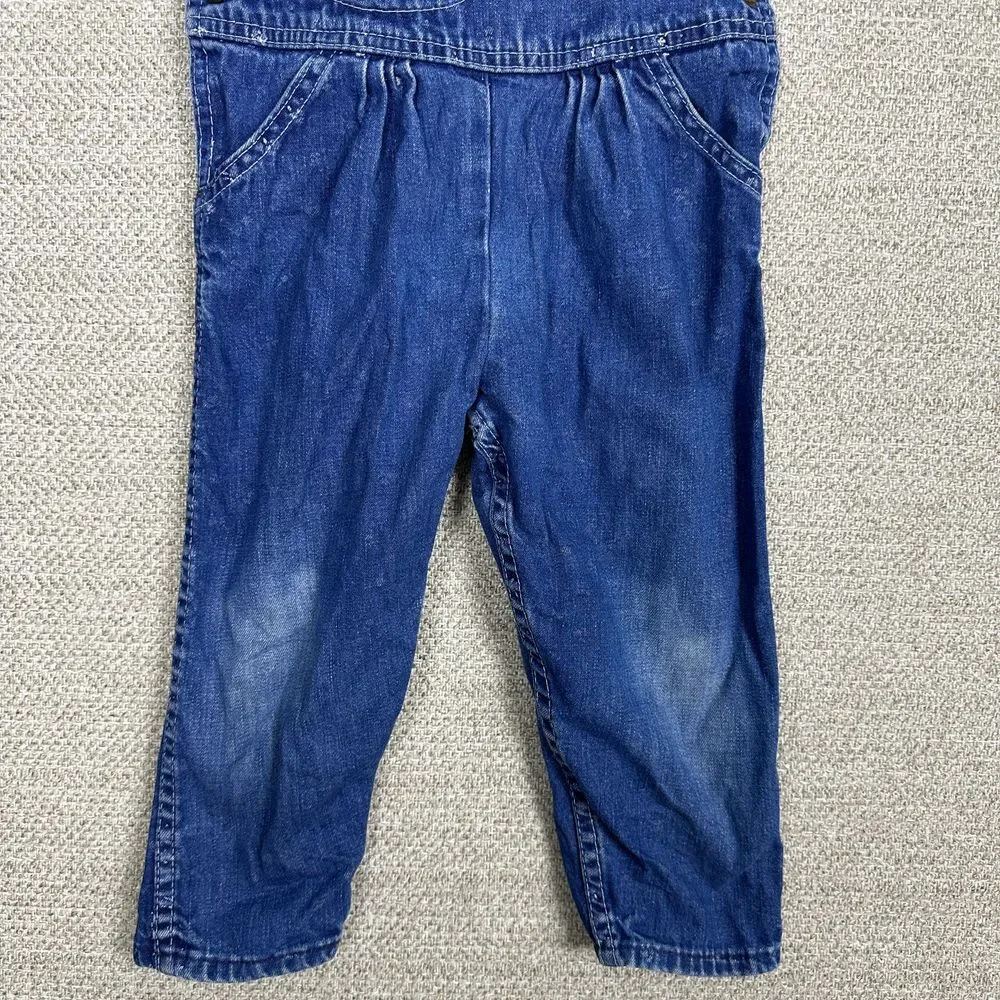 Vtg Osh‎ Kosh B'Gosh Sz 3T Girls Vestback Denim Overalls Blue Lace USA Union Tag